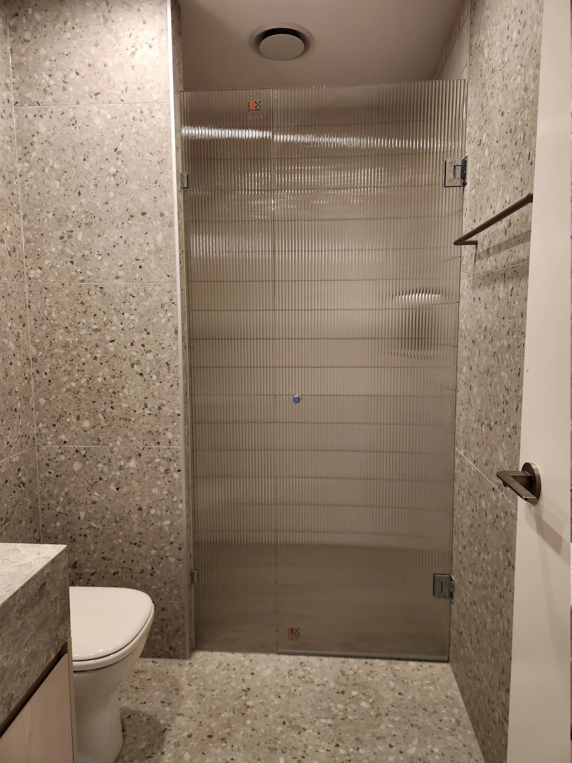 Fully installed shower screen in residential home by Totally Frameless